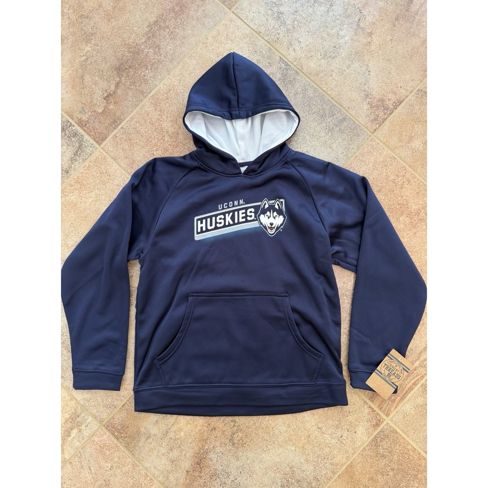 Boys' Navy UConn Huskies Hooded Sweatshirt Size Large (12/14) NWT